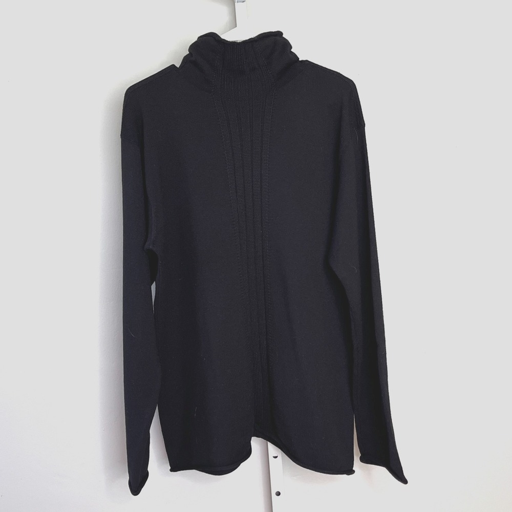 Armani Collezioni Virgin Wool Sweater Mens XL‎ Black Mock-Neck Knit Pullover